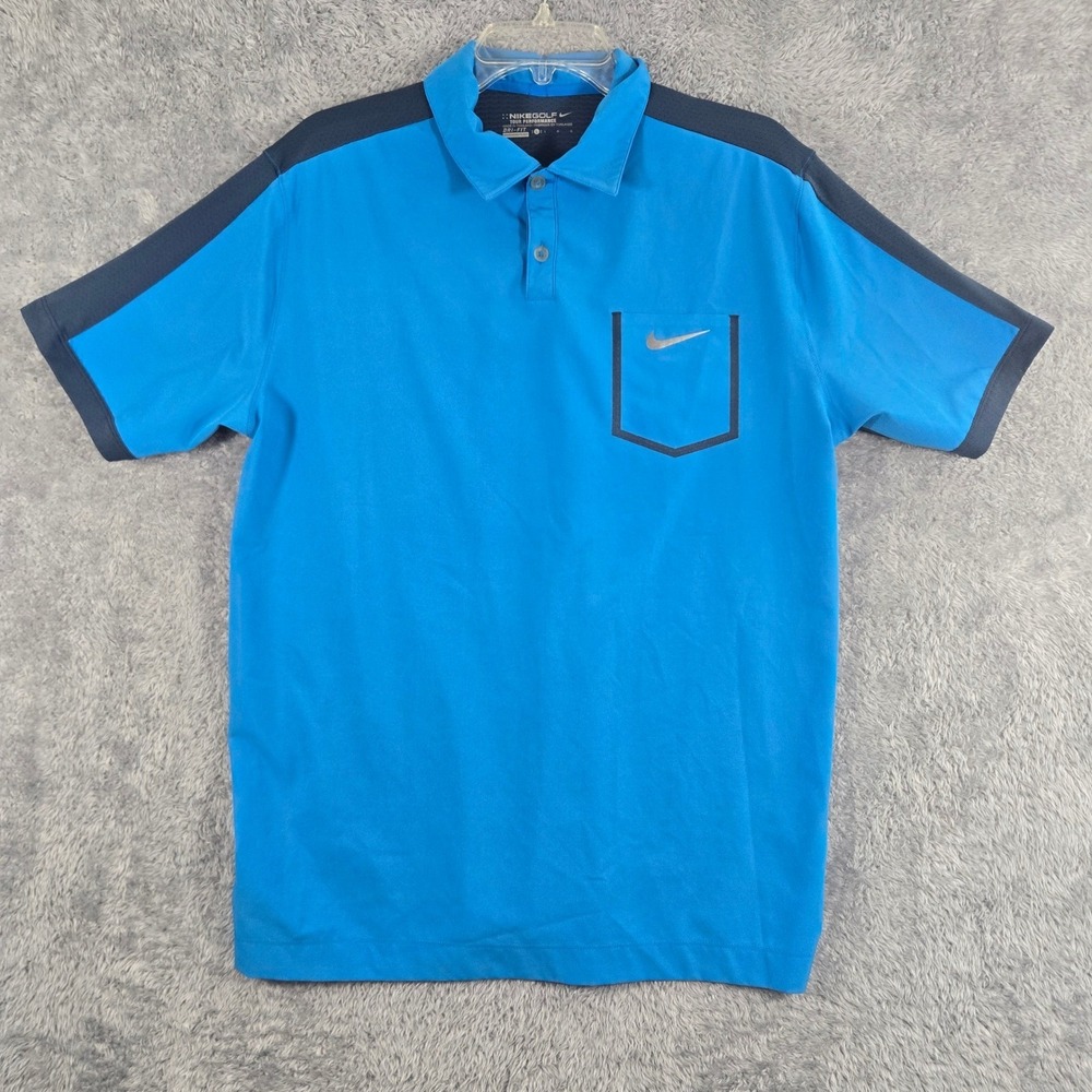 Nike Golf‎ Tour Performance Polo Mens Large Blue Navy Dri-FIT Short Sleeve Shirt